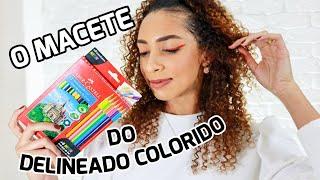 COMO FIZ O DELINEADO COLORIDO COM LÁPIS DE COR | Brenda Valentim