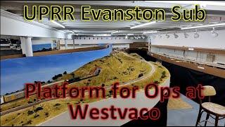 Platform for Operators at Westvaco. HO Model Trains in Action.  Union Pacific Railroad Evanston Sub