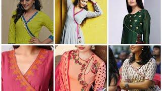 All new angrakha style suit neck designs || Angrakha kurti neck ideas