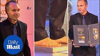 Andres Iniesta wins Golden Foot award in Monaco - Daily Mail