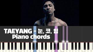 TAEYANG 태양 - 눈,코,입 (EYES, NOSE, LIPS) 피아노 반주 튜토리얼 | piano chords | piano tutorial with AR | 카피