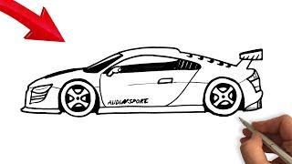 How to Draw a Sport Car - How to Draw Audi Car Easy - Step By Step Sport Car Drawing