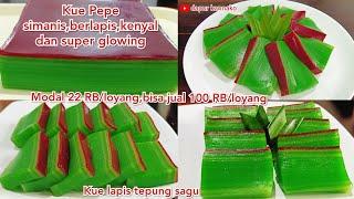 kue Pepe,kue lapis pandan,layer cake,kenyal,legit bikin ketagihan.