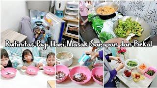 RUTINITAS PAGI HARI MASAK SARAPAN. BERESIN SAYURAN DI KULKAS. DAN BIKIN BEKAL SUAMI