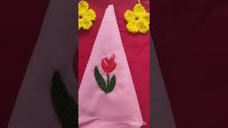 Tulip Flower ll Hand Embroidery ll Handkerchief design ll