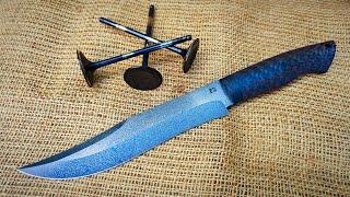 Making Wootz steel from engine valves. Amazing Bowie Knife