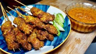 用空气炸锅制作马来西亚人非常爱吃的沙爹（satay）！酸酸甜甜的凤梨花生沙爹沾酱，超级好吃Chicken satay with pineapple peanuts satay sauce