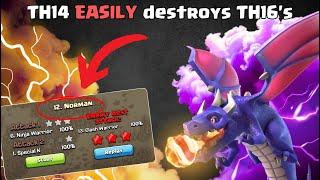 This TOWN HALL 14 is DESTROYING Town Hall 16's and makes it LOOK EASY | Clash of Clans attacks