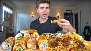 Huge Sushi and Japanese Food Mukbang! Special Rolls, Tempura, Japanese BBQ, Yakisoba Noodles, Poke +