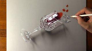 How to draw a glass of wine - Time Lapse (Long Version)