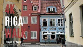 【4K】 Latvia Riga Walk - Summer Night Walk through UNESCO Old Town Streets with Captions