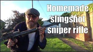 Homemade slingshot sniper rifle. Catapult rifle