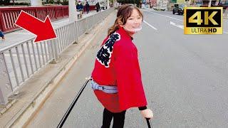 A cute Japanese girl Nana-chan guided me around Rice ball Shrine in Asakusa by rickshaw | Tokyo