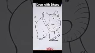 Cute Elephant Drawing  #shorts #art #youtube #artist #colorings