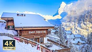 Winter Magic Mürren Switzerland 4K Walking Tour 2025