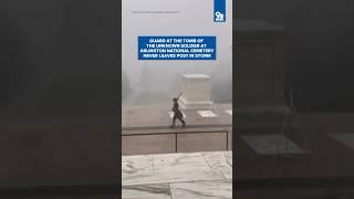 Guard at the Tomb of the Unknown Soldier at Arlington National Cemetery never leaves post in storm