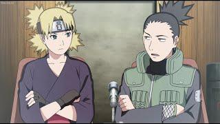 Konohamaru impersonating Naruto to take the Chunin Exam, Shikamaru is the judge of the Chunin Exam