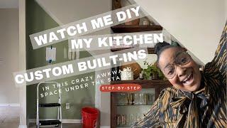 Watch Me DIY My Kitchen Custom Built-Ins Under the Stairs | Step-By-Step