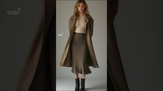 2024 Winter fashions - long coat over knit sweater & midi skirt #styles #outfits