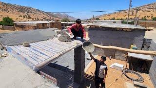 "Cementing the porch roof, cleaning the house, and washing clothes by Abu and Ali"