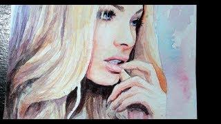 Painting a portrait of Alena Shishkova with watercolor // Алена Шишкова -  картина