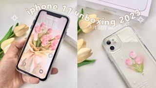 iphone 11 in 2023 unboxing aesthetic + set-up + camera + accessories // white