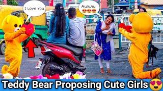 Human Teddy Bear Proposed Cute Girls  | Romantic Moment| Crazy Teddy