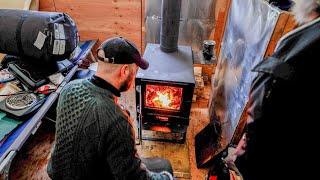 TINY CABIN with DRAGON STOVE. Prepped for -50°