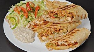 Arabic Chicken Shawarma Recipe | Chicken Shawarma with Tortilla Wrap and Shawarma Sauce