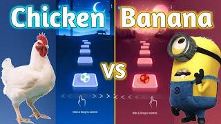 Tiles Hop - J. Geco - Chicken Song VS Minions Banana Theme Song | V Gamer