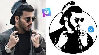 Black White Vector Art In PicsArt || Portrait Vector || Vector Logo || Picsart vector art