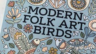 Flip through- Modern Folk Art Birds Coloring Book - by Jen Racine