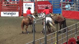 Grand National Rodeo Cruelty - Bucking Horse wont leave arena