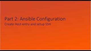 Part 2: Ansible Configuration Host and SSH