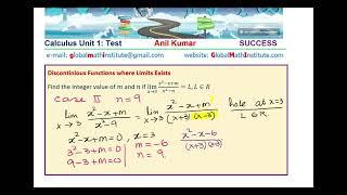 Limits Continuity and Differentiability  Calculus 3 Important Test Question to Review MCV4U Grade 12