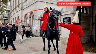 Never seen 2 King's Guards Reprimand a Tourist as Horse Goes Wild at Horse Guards in London