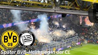 Borussia Dortmund vs. SK Sturm Graz | knapp 5.000 Graz Fans mit Choreo & Pyroshow bei BVB-Sieg