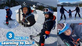 3-Year-Old Learning How To SKI - Teach Your Toddler how to Ski - Tutorial Vlog