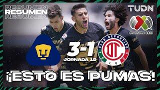 Resumen y goles | Pumas 3-1 Toluca | CL2023 Liga Mx - J15 | TUDN