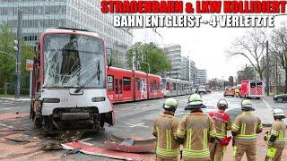 [SCHWERER UNFALL ZWISCHEN LKW & STRAßENBAHN!] - Bahn entgleist | LKW-Tank aufgerissen | 4 Verletzte