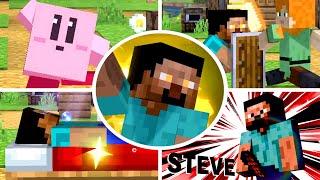 Minecraft Steve - All Victory Poses, Final Smash, Kirby Hat, Taunts & Animations in Smash Ultimate