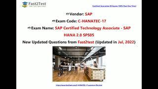 [Jul, 2022] Fast2test C-HANATEC-17 PDF Dumps and C-HANATEC-17 Exam Questions (162-177)162 177