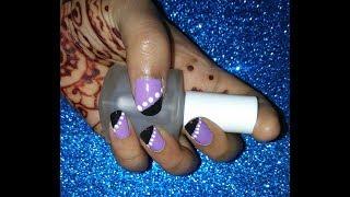 Purple Black Side French Tip Nails