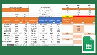 production scheduling finite excel