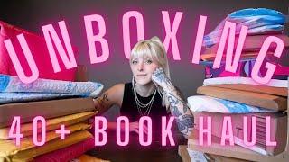 huge unboxing + book haul (40+ books) 