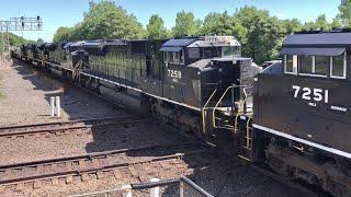 13 Locomotives Cross The Railroad Diamonds In Marion Ohio With Heavy Train!  CSX Train With DPU & NS