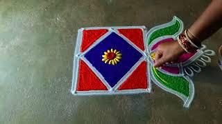 Newyear diyamuggulu designs 3*3 thai Pongal special bhoki flowers kolam margazhi kolangal