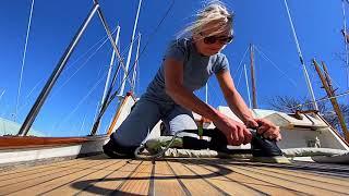 The Snow Goose Refit: Sanding and Plugging the Teak Deck