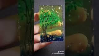 ORIGINAL GLASS MAGNET PAINTING "TREE" BY MARIA MARACHOWSKA 2019 #shorts