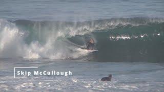 Surfers Skip McCullough, Jojo Roper and Chris DuCharme, surfing San Diego and Newport beach. 4K.